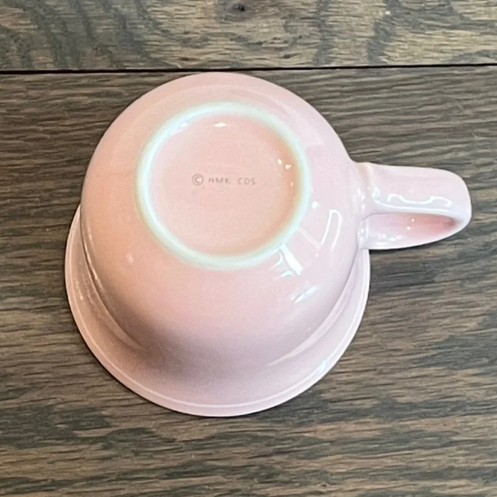 Vintage Pink Kitten Cat Demitasse Cup Saucer Japan Kitsch Cute Mid Century